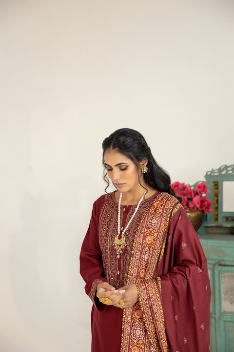 Mona Embroidered Dhanak Dress 07