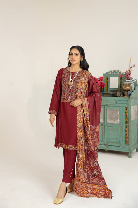 Mona Embroidered Dhanak Dress 07