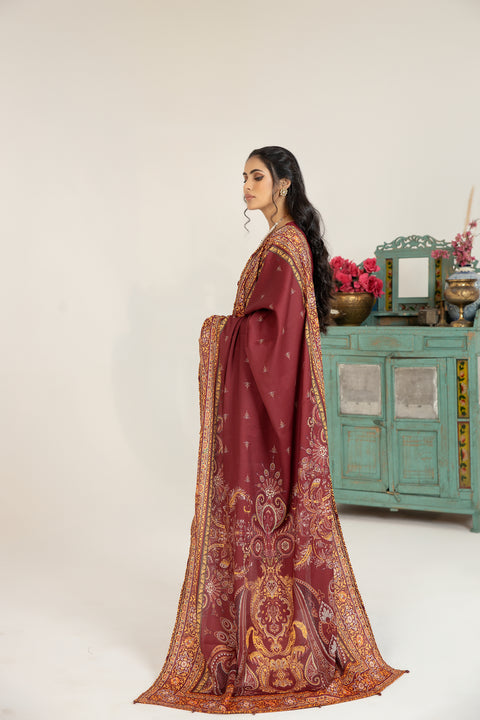 Mona Embroidered Dhanak Dress 07