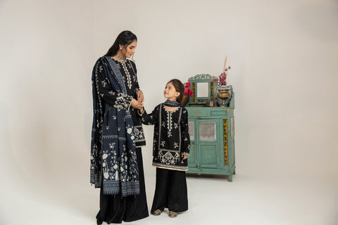 Mona Kids Embroidered Dhanak Shararah Dress K03