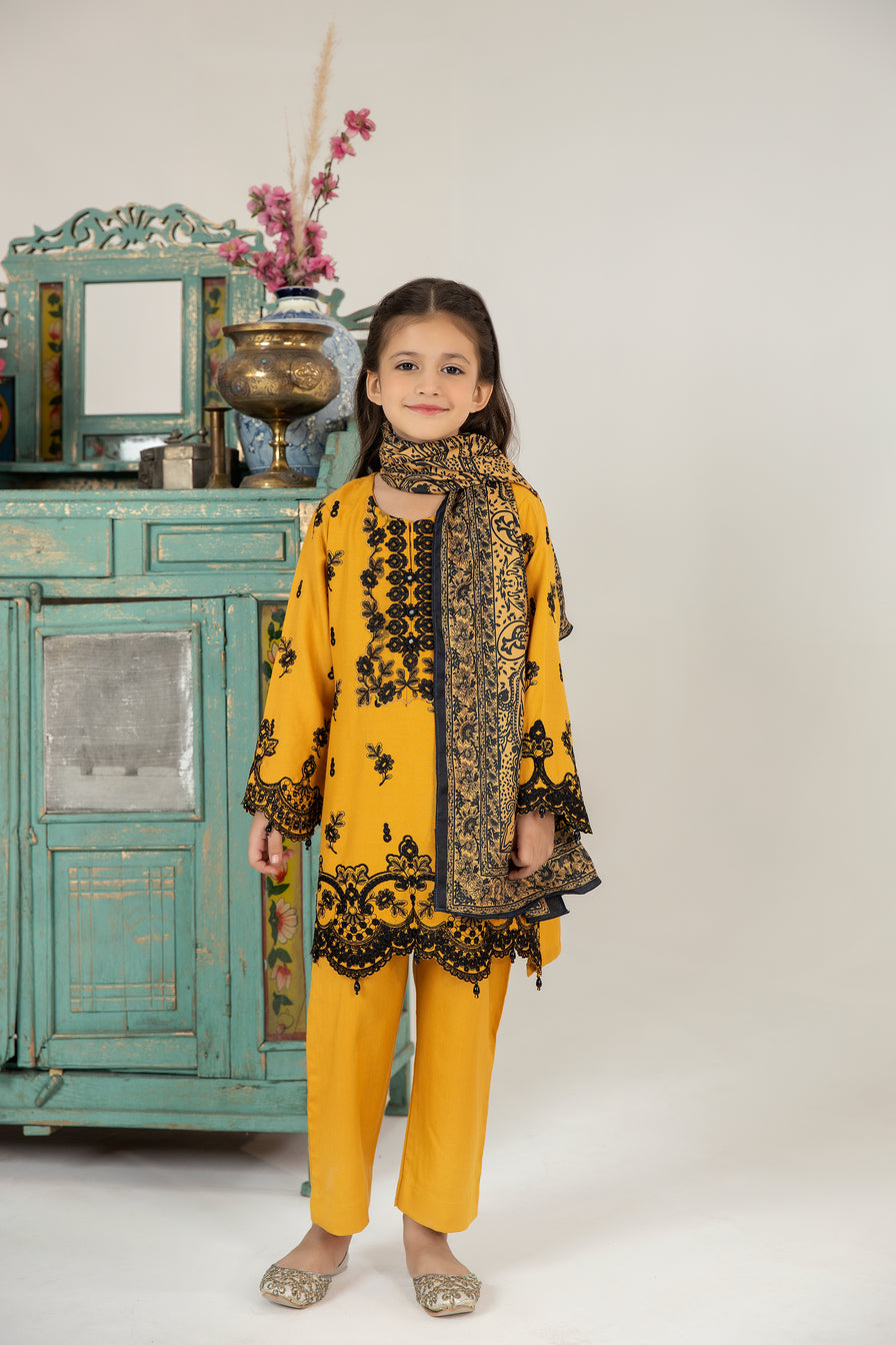 Mona Kids Embroidered Dhanak Dress K05