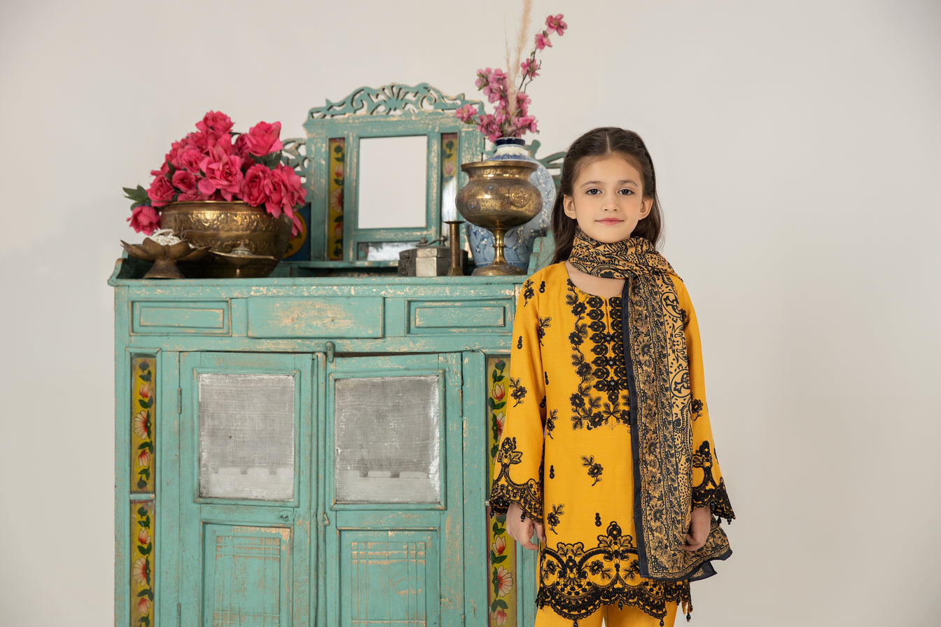 Mona Kids Embroidered Dhanak Dress K05