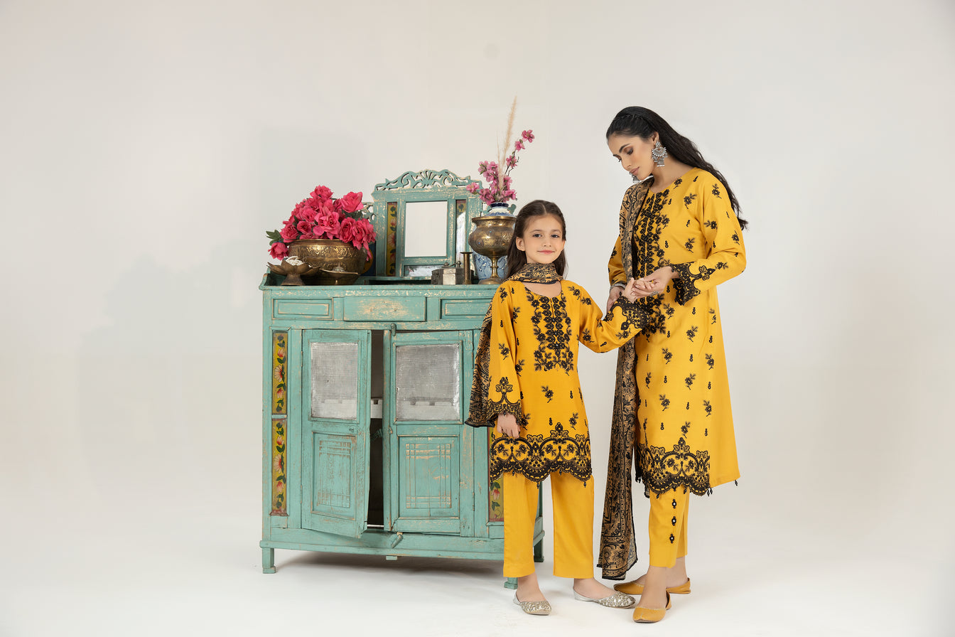 Mona Kids Embroidered Dhanak Dress K05