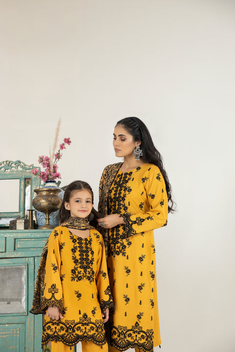 Mona Kids Embroidered Dhanak Dress K05