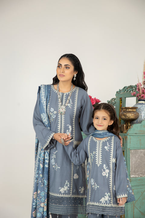 Mona Embroidered Dhanak Dress 09