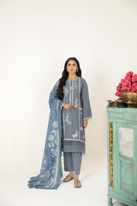 Mona Embroidered Dhanak Dress 09