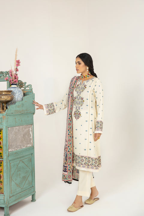 Mona Embroidered Dhanak Dress 01