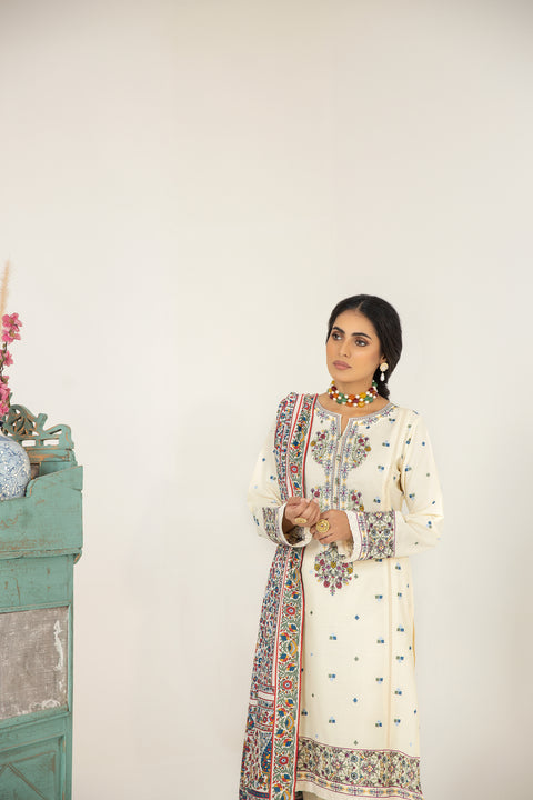 Mona Embroidered Dhanak Dress 01