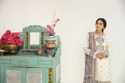 Mona Embroidered Dhanak Dress 01