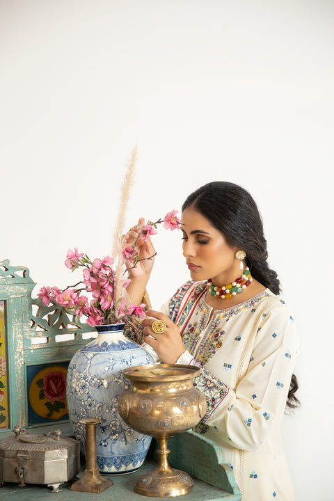 Mona Embroidered Dhanak Dress 01