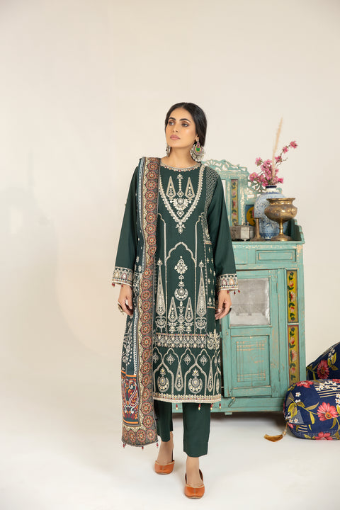 Mona Embroidered Dhanak Dress 10