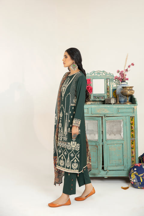 Mona Embroidered Dhanak Dress 10