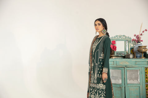 Mona Embroidered Dhanak Dress 10