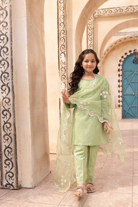 Mona Self Jacquard Mother Daughter Girls Dress K04