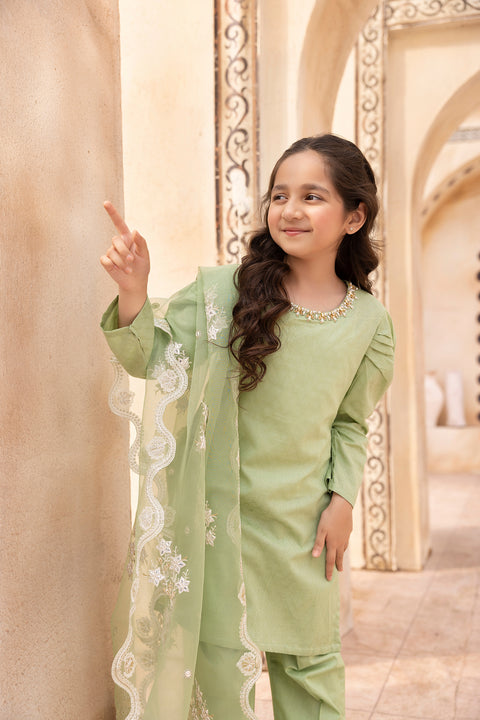 Mona Self Jacquard Mother Daughter Girls Dress K04