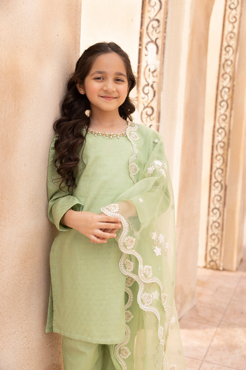 Mona Self Jacquard Mother Daughter Girls Dress K04