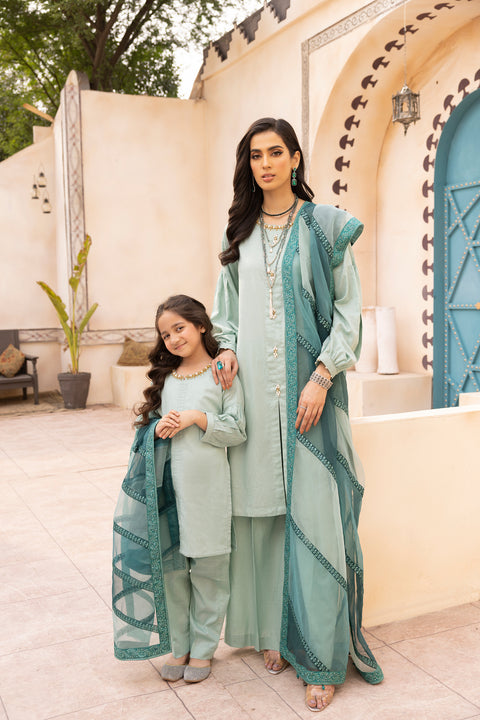 Mona Self Jacquard Mother Daughter Dress 01