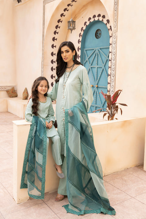 Mona Self Jacquard Mother Daughter Dress 01