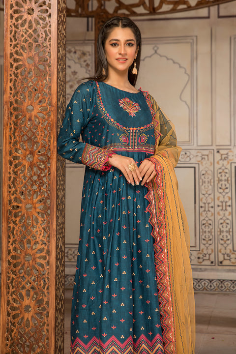 Cotton Self Jacquard Embroidered Pishwas by Hemline 03