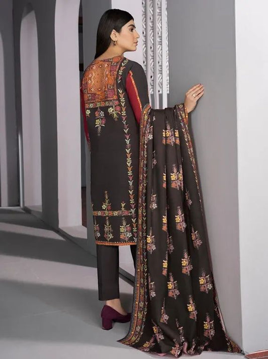 3pc Khaddar Winter Dress U2076-Charcoal-Grey