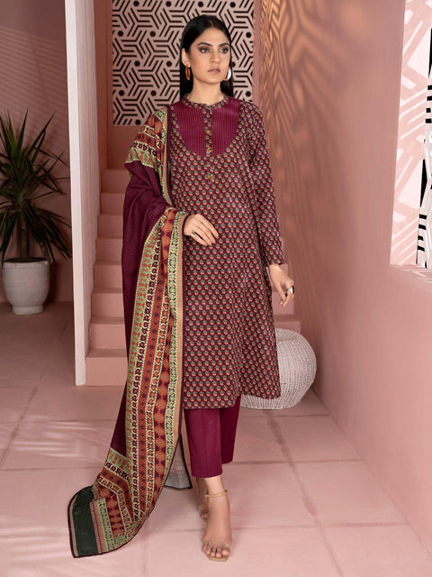 3pc LimeLight Khaddar Dress U2107-Plum