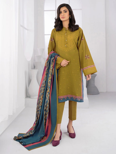 3pc LimeLight Khaddar Dress U2115 Army Green
