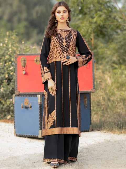 2pc Khaddar Winter Dress U2496-Black