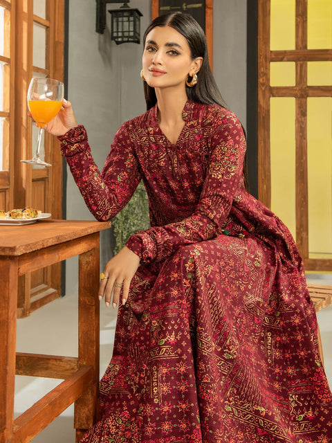 2pc LimeLight Khaddar Dress U2520-Maroon