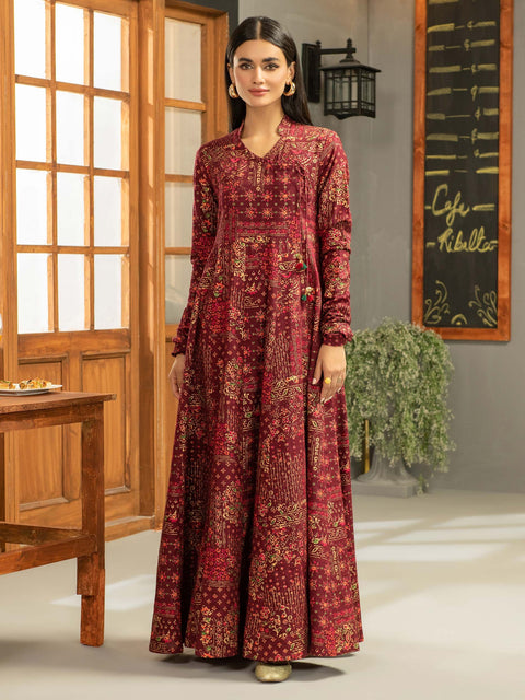 2pc LimeLight Khaddar Dress U2520-Maroon