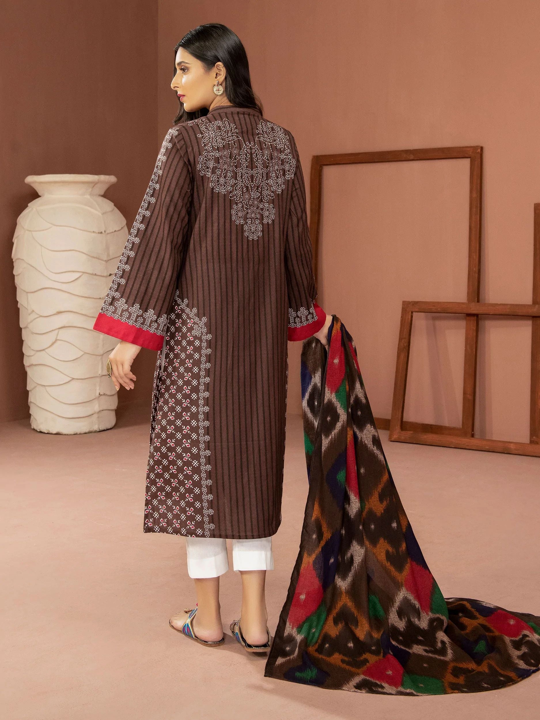 3pc LimeLight Khaddar Dress U2562-Brown