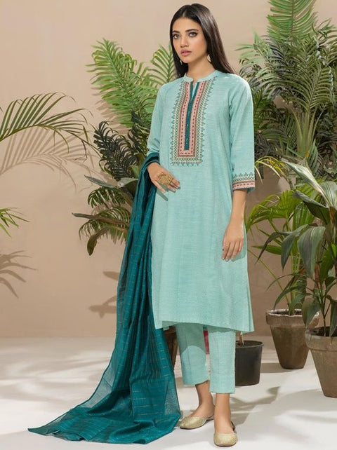 3pc Khaddar Winter Dress u2677-Ice-Blue