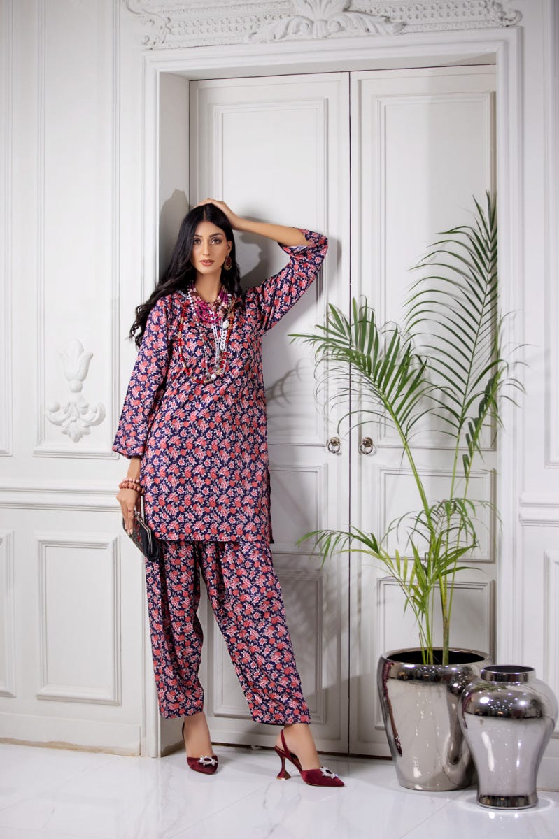 Ready to Wear 2 Pcs Linen Dress by Aabpara 04