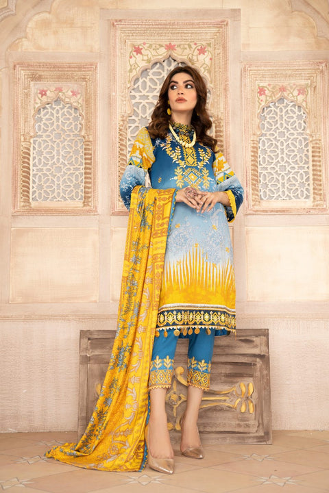 Wool Shawl with Khadar Embroidered Dress by Aabpara 03