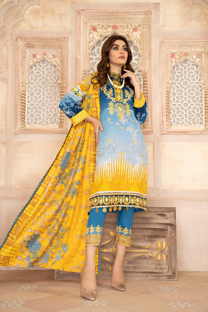 Wool Shawl with Khadar Embroidered Dress by Aabpara 03
