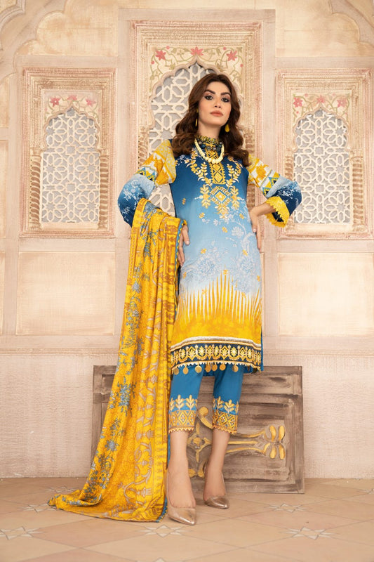 Wool Shawl with Khadar Embroidered Dress by Aabpara 03