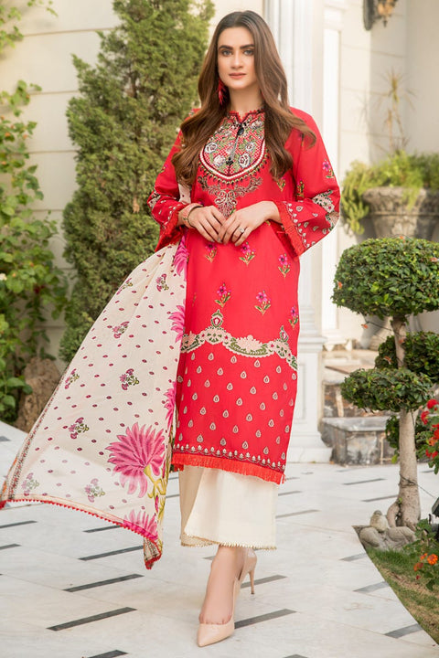 Ready to Wear 3 Pcs Lawn Embroidered Dress by Aabpara 08