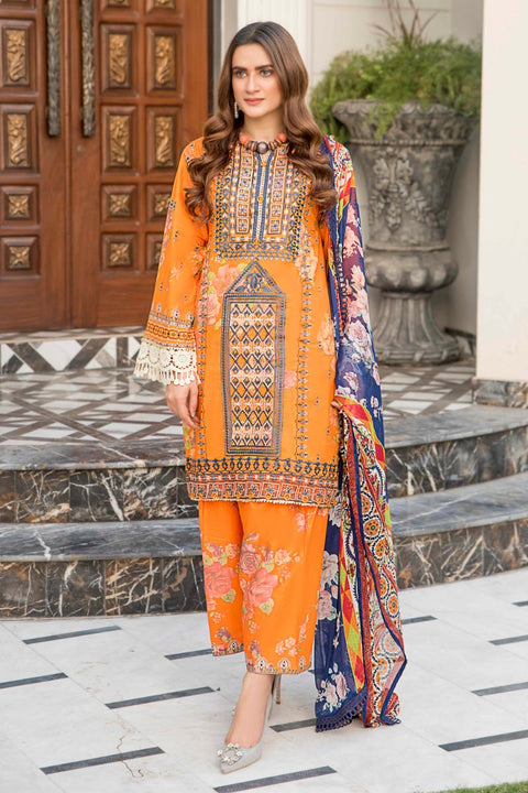 Ready to Wear 3 Pcs Lawn Embroidered Dress by Aabpara 06