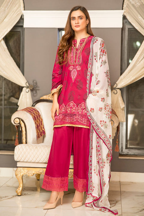 Ready to Wear 3 Pcs Lawn Embroidered Dress by Aabpara 09