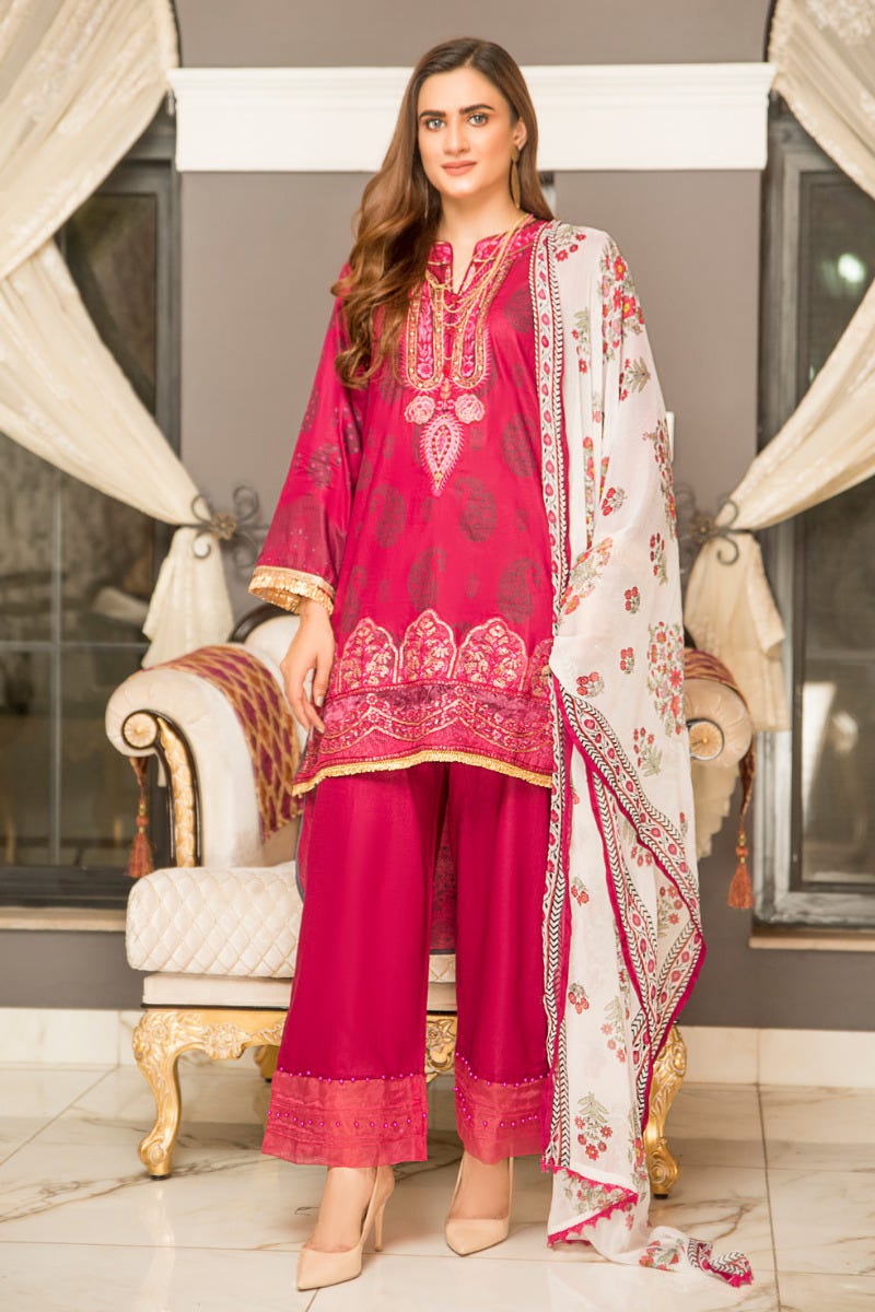 Ready to Wear 3 Pcs Lawn Embroidered Dress by Aabpara 09