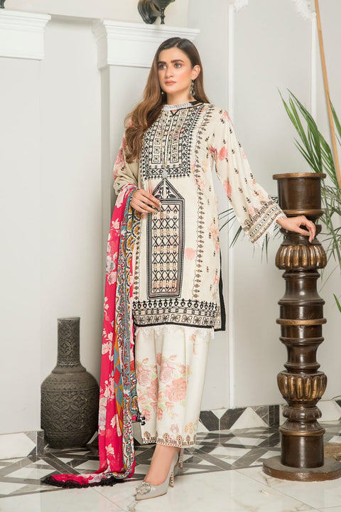 Ready to Wear 3 Pcs Lawn Embroidered Dress by Aabpara 01