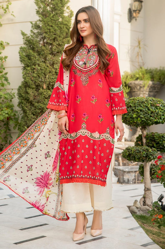 Ready to Wear 3 Pcs Lawn Embroidered Dress by Aabpara 08