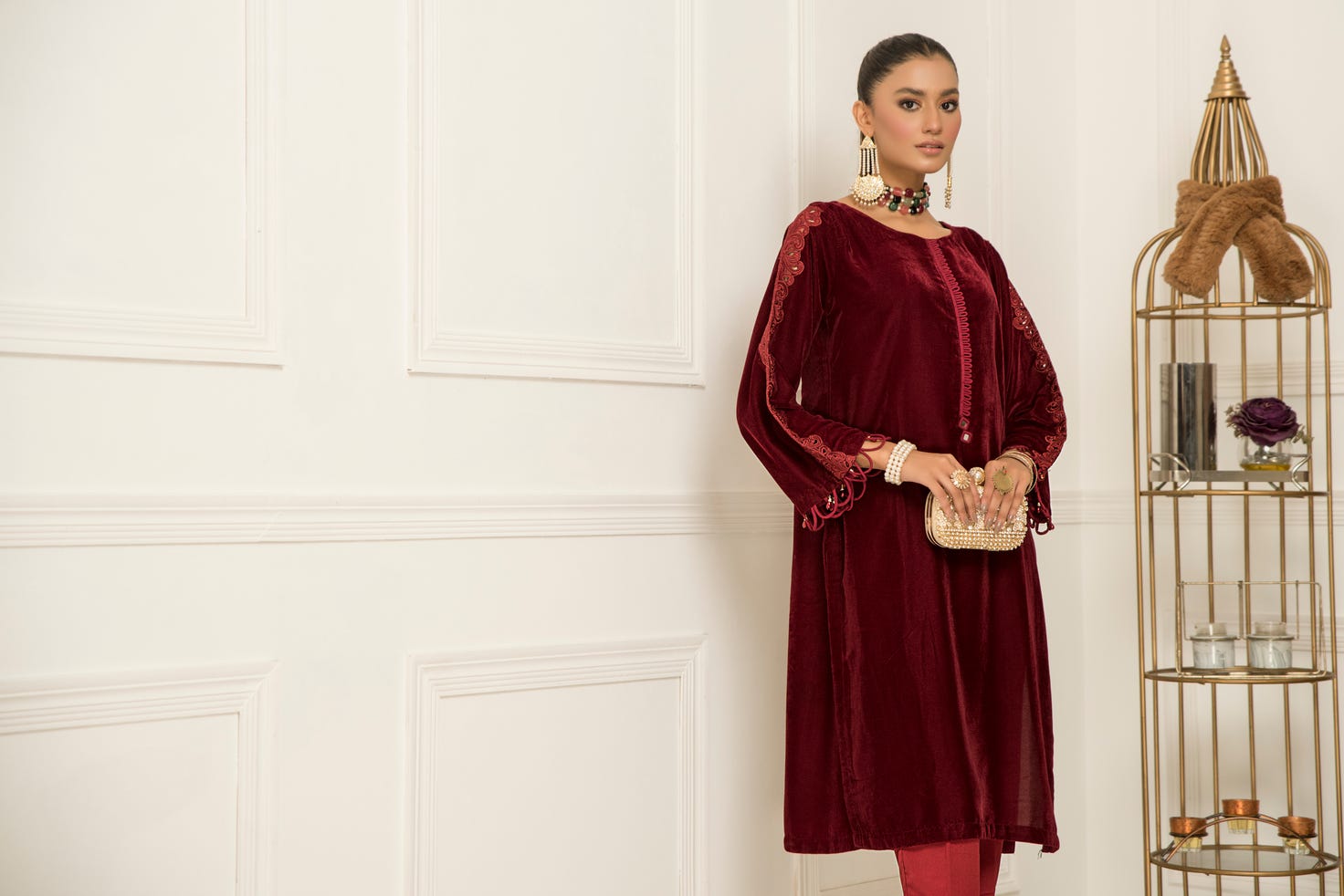 Velvet Embroidered Ready to Wear 2 Pcs Dress by Aabpara 06