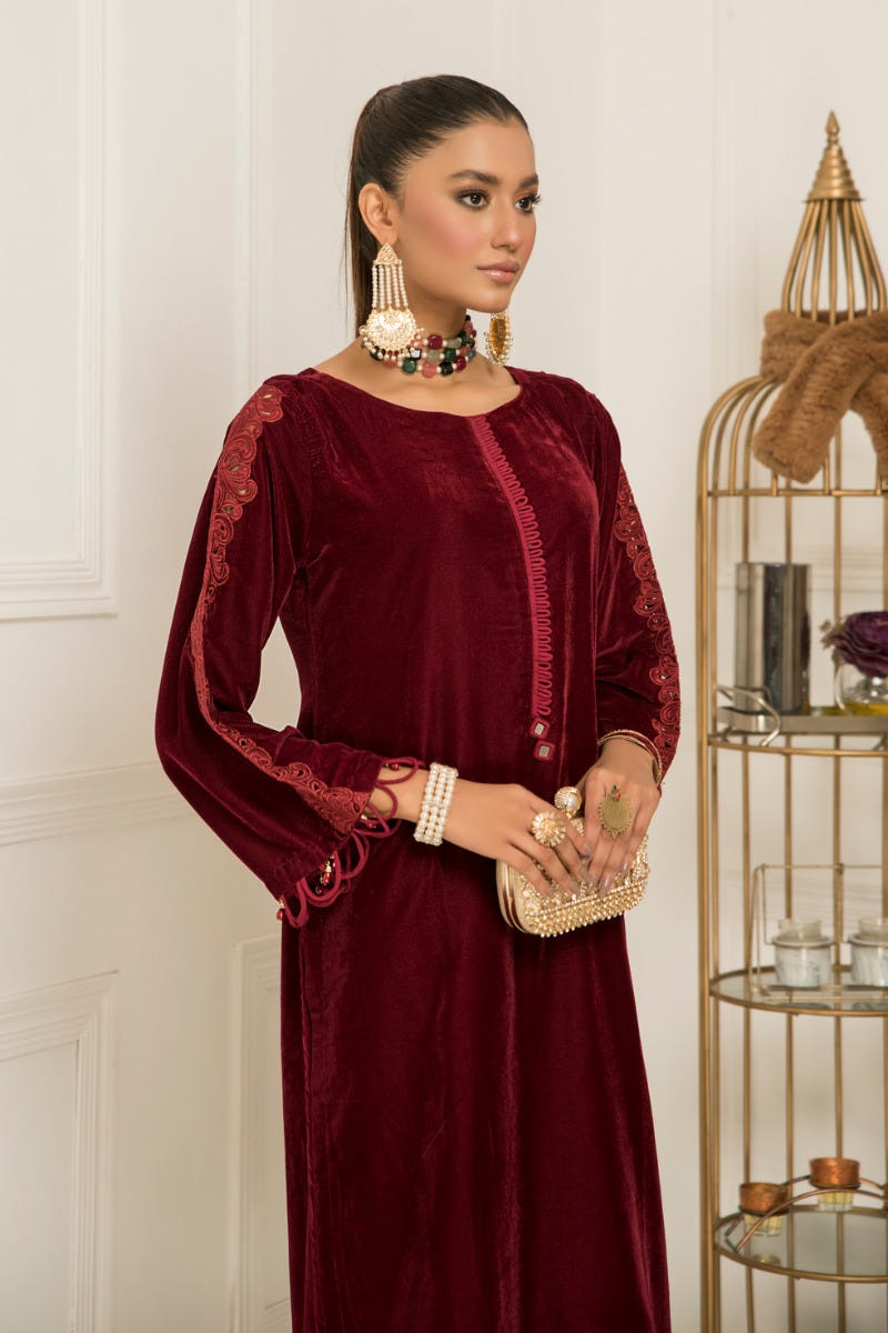 Velvet Embroidered Ready to Wear 2 Pcs Dress by Aabpara 06