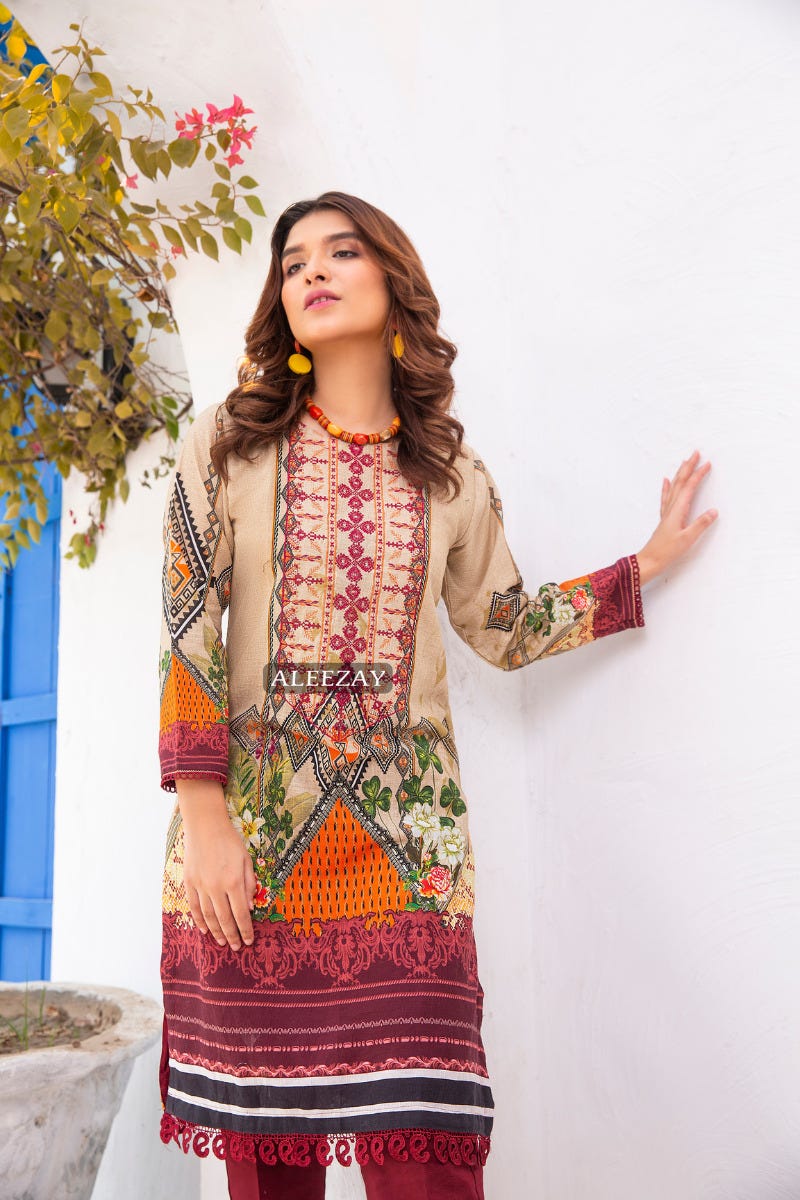 Ready to Wear 2 Pcs Dress with Handwork Details by Aleezay 07