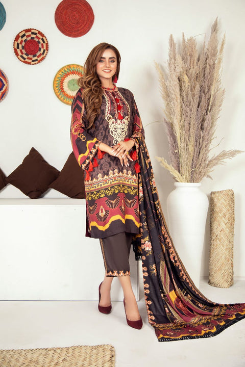 Winter Ready to Wear Embroidered Dress with Shawl by Aleezay 03