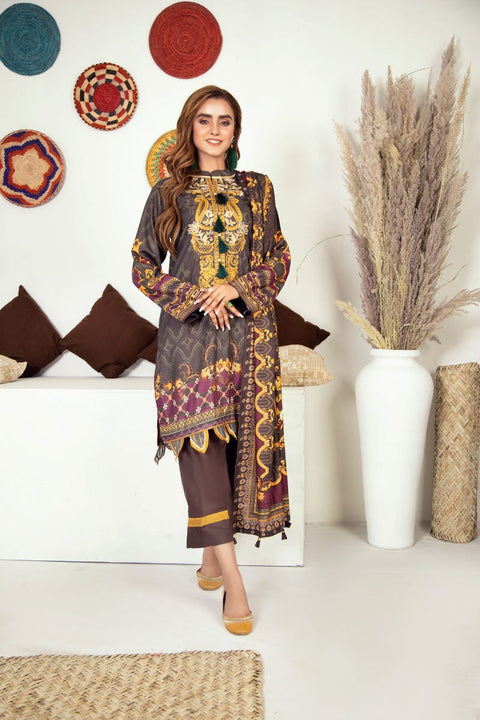Winter Ready to Wear Embroidered Dress with Shawl by Aleezay 04