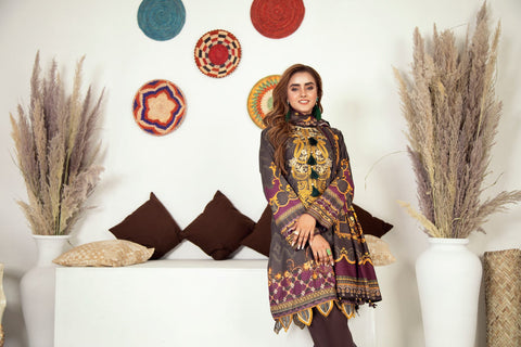 Winter Ready to Wear Embroidered Dress with Shawl by Aleezay 04