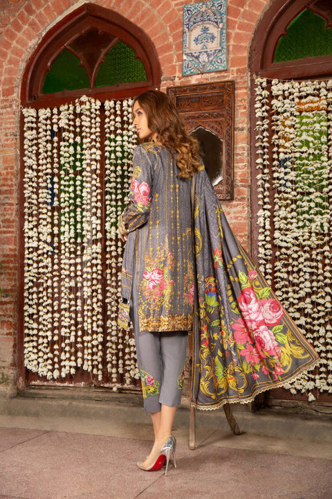 Winter Marina Embroidered 3 Pcs Dress by Arwah 06