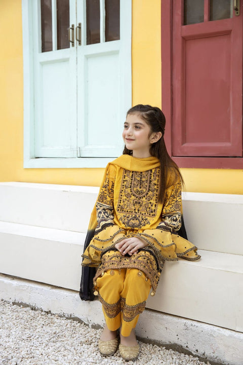 Kids Mona Ready to Wear 3 Pcs Embroidered Lawn Collection 01