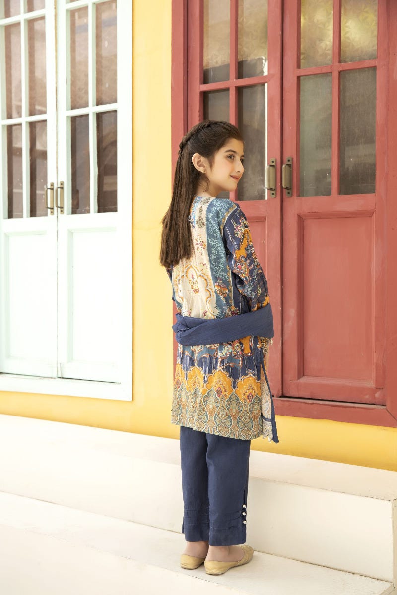 Kids Mona Ready to Wear 3 Pcs Embroidered Lawn Collection 09
